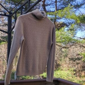 Cozy Tan Turtleneck Cashmere Sweater